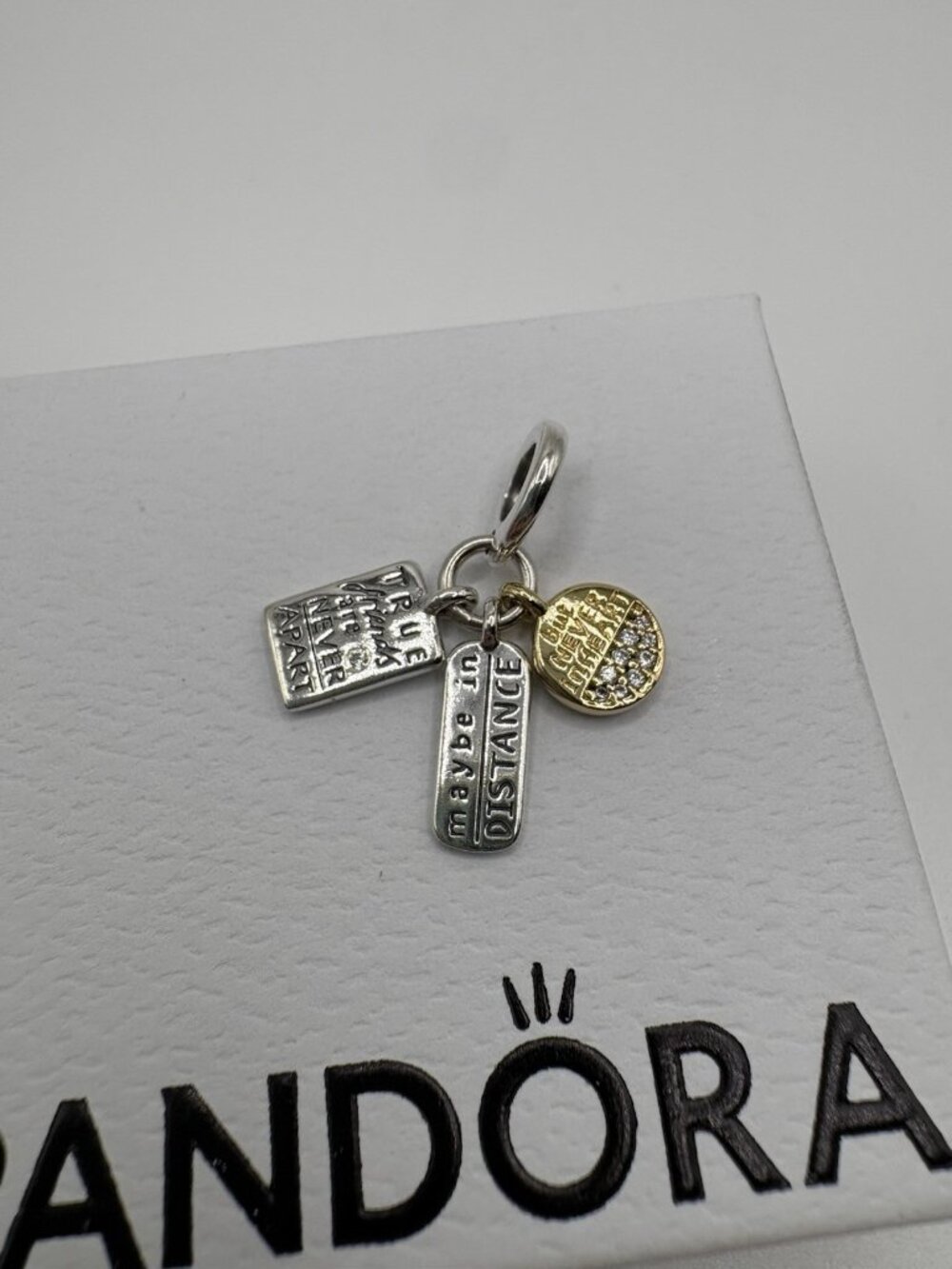 Pandora Friendship Triple Dangle Charm Sterling Silver 925 14k GP 763436C01